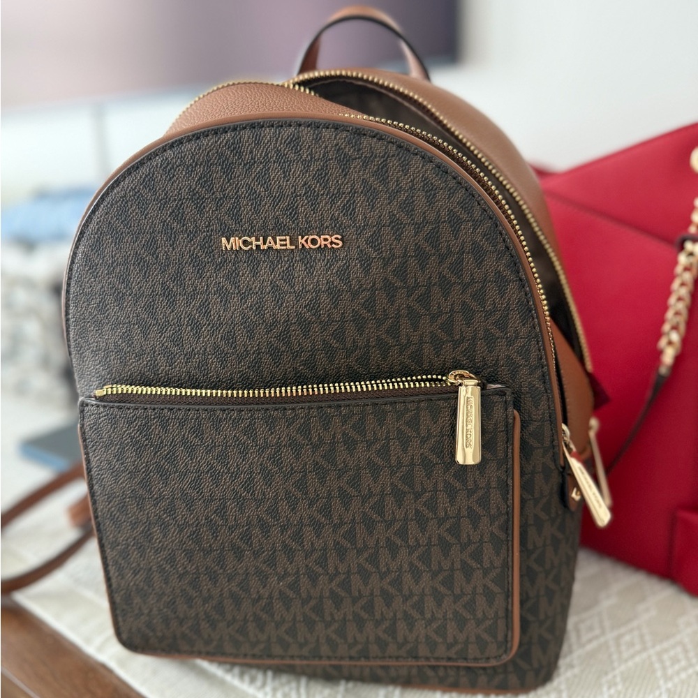 Michael Kors Signature Brown and Black Backpack